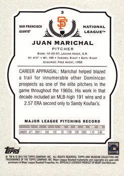 2013 Topps Museum Collection #3 Juan Marichal Back
