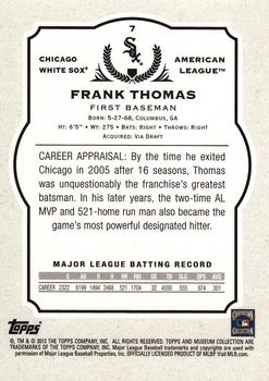 2013 Topps Museum Collection #7 Frank Thomas Back