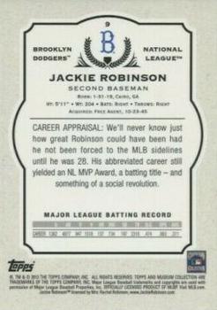 2013 Topps Museum Collection #9 Jackie Robinson Back