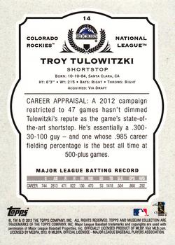 2013 Topps Museum Collection #14 Troy Tulowitzki Back