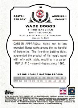 2013 Topps Museum Collection #16 Wade Boggs Back