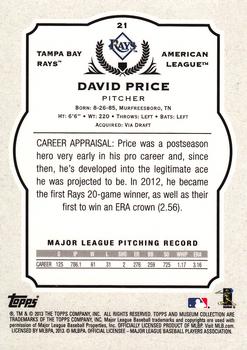 2013 Topps Museum Collection #21 David Price Back