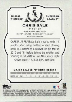 2013 Topps Museum Collection #25 Chris Sale Back
