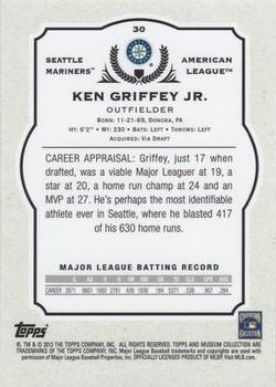 2013 Topps Museum Collection #30 Ken Griffey Jr. Back