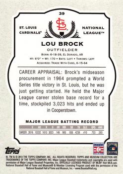 2013 Topps Museum Collection #39 Lou Brock Back