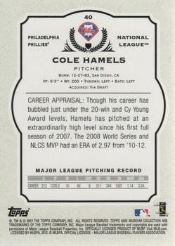 2013 Topps Museum Collection #40 Cole Hamels Back