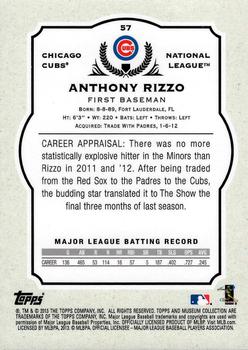 2013 Topps Museum Collection #57 Anthony Rizzo Back