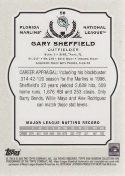 2013 Topps Museum Collection #58 Gary Sheffield Back