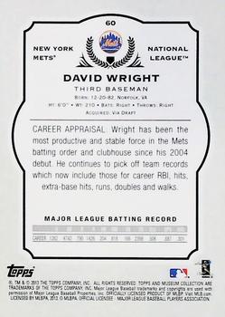 2013 Topps Museum Collection #60 David Wright Back