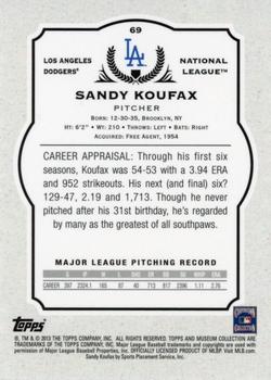 2013 Topps Museum Collection #69 Sandy Koufax Back