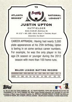 2013 Topps Museum Collection #73 Justin Upton Back