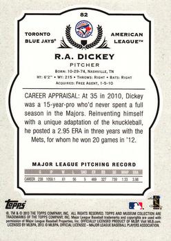 2013 Topps Museum Collection #82 R.A. Dickey Back