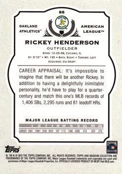 2013 Topps Museum Collection #88 Rickey Henderson Back