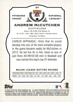 2013 Topps Museum Collection #97 Andrew McCutchen Back