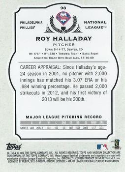 2013 Topps Museum Collection #98 Roy Halladay Back