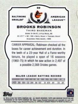 2013 Topps Museum Collection #59 Brooks Robinson Back