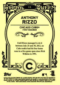 2013 Topps Gypsy Queen #11 Anthony Rizzo Back