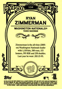 2013 Topps Gypsy Queen #134 Ryan Zimmerman Back