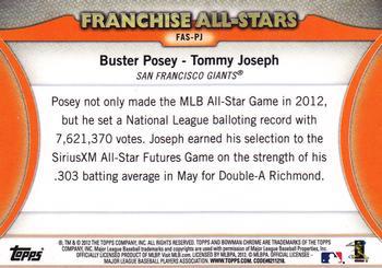 2012 Bowman Chrome - Franchise All-Stars #FAS-PJ Tommy Joseph / Buster Posey Back