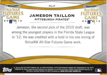 2012 Bowman Chrome - Futures Game #FG-JT Jameson Taillon Back