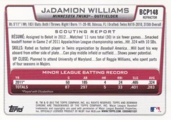 2012 Bowman Chrome - Prospects Green Refractors #BCP148 JaDamion Williams Back