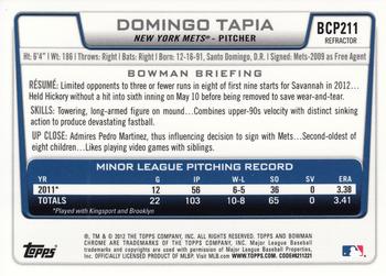 2012 Bowman Chrome - Prospects Green Refractors #BCP211 Domingo Tapia Back