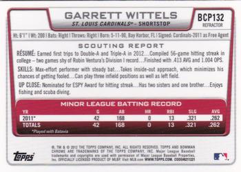 2012 Bowman Chrome - Prospects X-Fractors #BCP132 Garrett Wittels Back