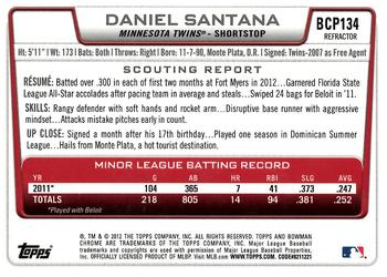 2012 Bowman Chrome - Prospects X-Fractors #BCP134 Daniel Santana Back