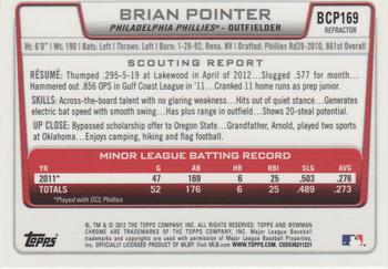 2012 Bowman Chrome - Prospects X-Fractors #BCP169 Brian Pointer Back