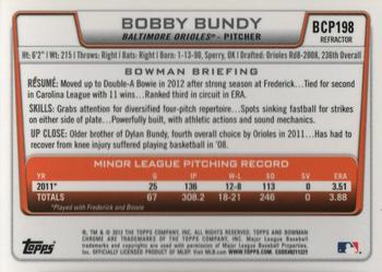 2012 Bowman Chrome - Prospects X-Fractors #BCP198 Bobby Bundy Back