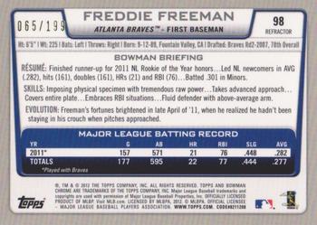 2012 Bowman Chrome - Purple Refractors #98 Freddie Freeman Back