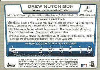 2012 Bowman Chrome - Refractors #81 Drew Hutchison Back