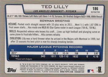 2012 Bowman Chrome - X-Fractors #186 Ted Lilly Back