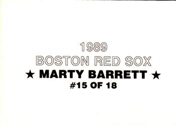 1989 Boston Red Sox Team Set (unlicensed) #15 Marty Barrett Back
