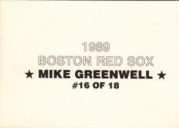 1989 Boston Red Sox Team Set (unlicensed) #16 Mike Greenwell Back