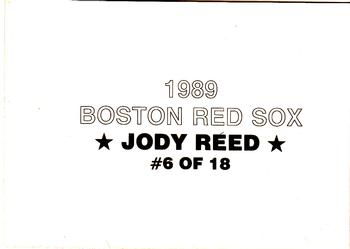 1989 Boston Red Sox Team Set (unlicensed) #6 Jody Reed Back