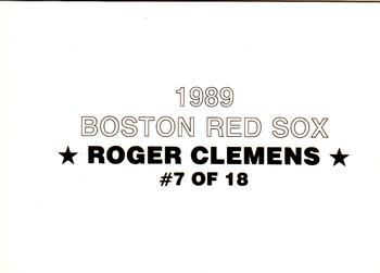 1989 Boston Red Sox Team Set (unlicensed) #7 Roger Clemens Back