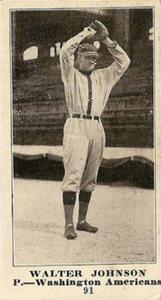 1916 Sporting News (M101-4) #91 Walter Johnson Front