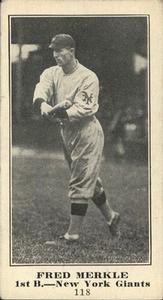1916 Sporting News (M101-4) #118 Fred Merkle Front