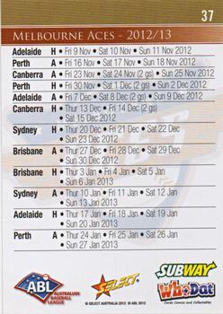 2012-13 Select Australian Baseball League #37 Melbourne Aces Logo Back