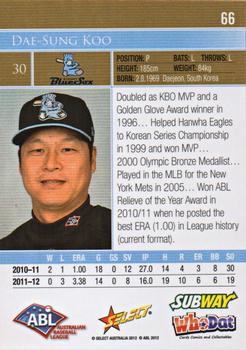2012-13 Select Australian Baseball League #66 Dae-Sung Koo Back