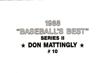 1988 Baseball's Best Series II (unlicensed) #10 Don Mattingly Back