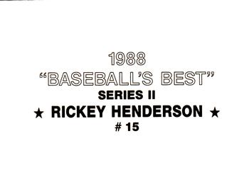 1988 Baseball's Best Series II (unlicensed) #15 Rickey Henderson Back