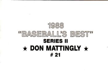 1988 Baseball's Best Series II (unlicensed) #21 Don Mattingly Back