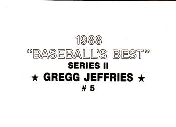 1988 Baseball's Best Series II (unlicensed) #5 Gregg Jefferies Back