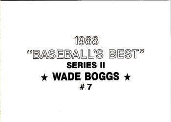 1988 Baseball's Best Series II (unlicensed) #7 Wade Boggs Back