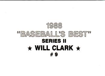 1988 Baseball's Best Series II (unlicensed) #9 Will Clark Back