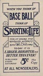 1910-11 Sporting Life M116 #NNO Heinie Berger Back