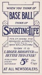 1910-11 Sporting Life M116 #NNO Mordecai Brown Back