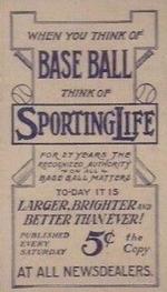 1910-11 Sporting Life M116 #NNO Bob Ewing Back